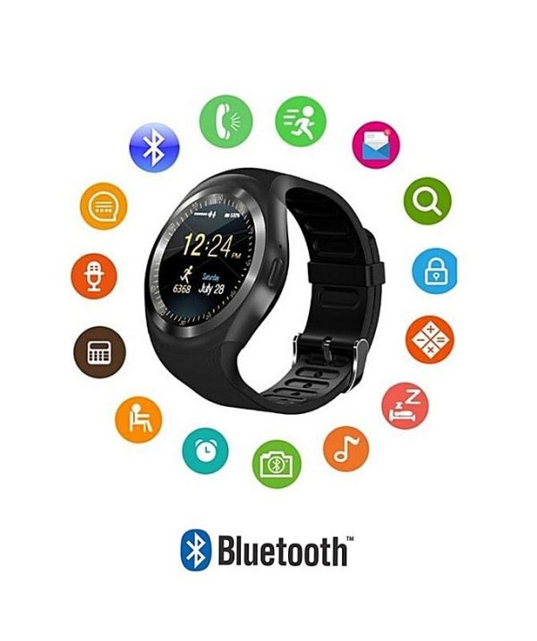 Y1 - Round Dial Smart Watch - Black - Image 2